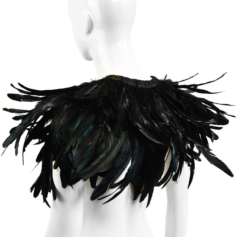 HOMELEX Black Witch Feather Collar Crow Shawl Costume Halloween Swan Wings Accessories Cape for Women - Image 5